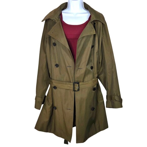 MICHAEL Michael Kors Khaki Utility Double Breasted Belted Trench Coat Size 2X - Picture 1 of 10